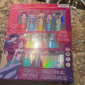 Disney Princess Lip Gloss and Nail Polish Set - Red, Yellow, Blue